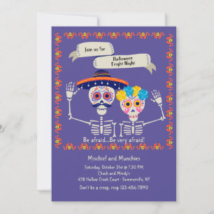 Skeleton Couple Halloween Invitation Kaart