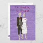 Skeleton Couple Halloween Wedding Invitations Kaart (Voorkant / Achterkant)