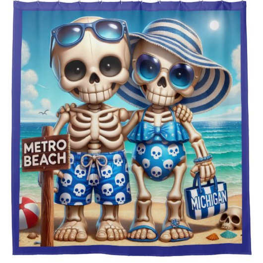 Skeleton Couple Metro Beach Douchegordijn (Voorkant)