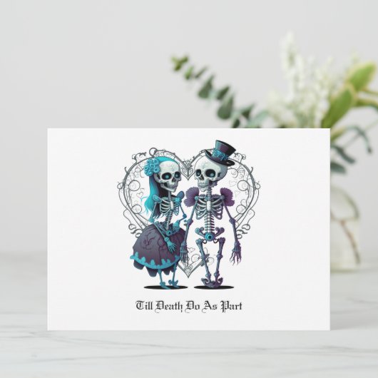 Skeleton Couple Wedding Kaart (Staand voorkant)