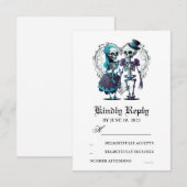 Skeleton Couple Wedding RSVP Kaartje (Voorkant / Achterkant)