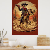 Skeleton Cowboy équitation Dinosaure Poster - Sci- (Cuisine)