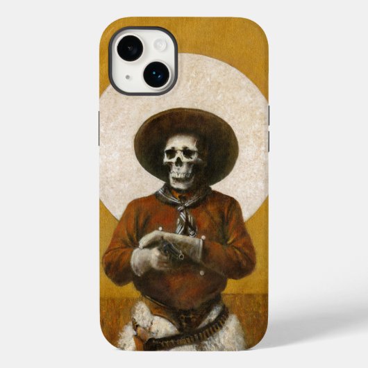 Skeleton Cowboy op gouden iPhone hoesje (Achterkant)