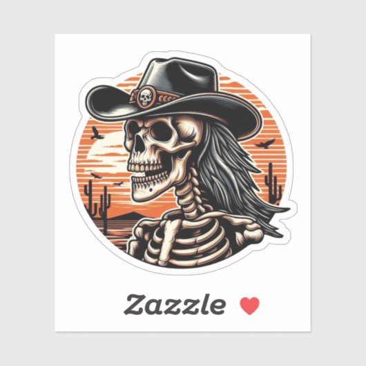 Skeleton Cowboy Sticker (Vel)