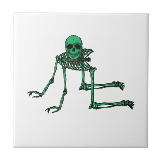 Skeleton Creepy Yoga Skull Dancing Tegeltje (Voorkant)