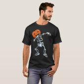 Skeleton Dabbing Pose Jack O' Lantaarn Pumpkin Hal T-shirt (Voorkant volledig)