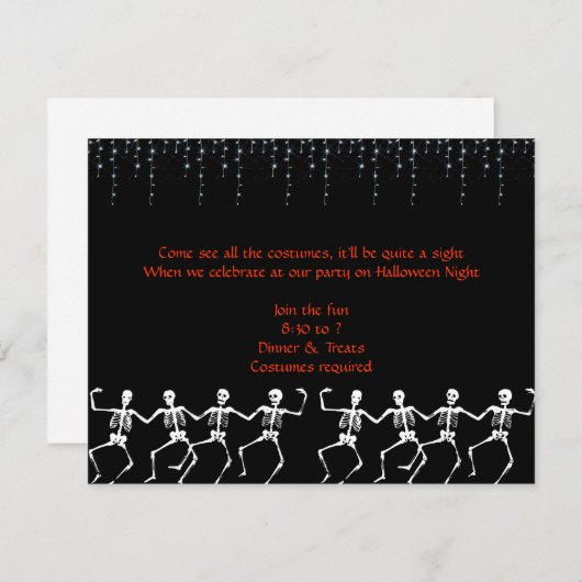 Skeleton Dance Halloween Party Invitation Kaart (Voorkant / Achterkant)