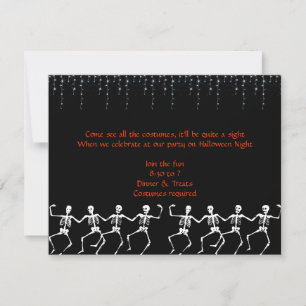 Skeleton Dance Halloween Party Invitation Kaart