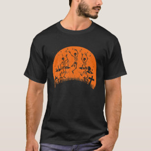 Skeleton Dance Macabre  Retro Sunset Hallow T-shirt