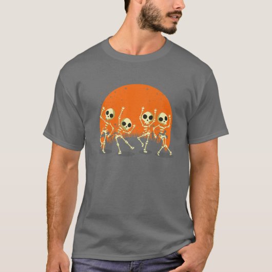 Skeleton Dance Macabre Retro Sunset Hallow T-shirt (Voorkant)