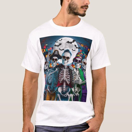 Skeleton Dance-Off Halloween T-Shirt (Voorkant)