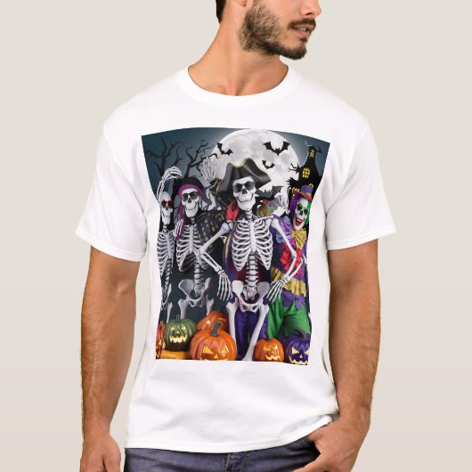 Skeleton Dance-Off Halloween T-Shirt (Voorkant)