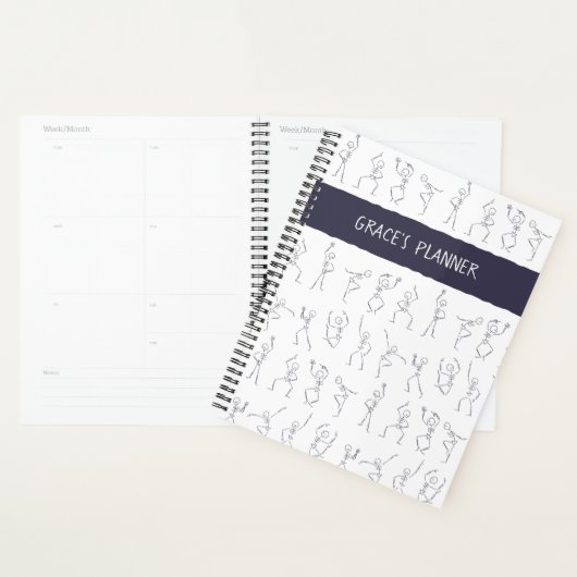 Skeleton Dance planner - blanc (Devant avec enveloppe)
