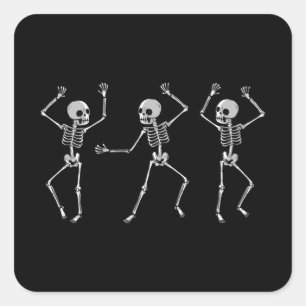 Skeleton Dance Vierkante Sticker