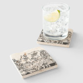 Skeleton Danse Macabre Stone Onderzetter (Zijkant)