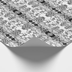 Skeleton Danse Macabre White Wrapping Paper Cadeaupapier