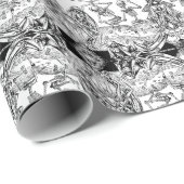 Skeleton Danse Macabre White Wrapping Paper Cadeaupapier (Rol Hoek)