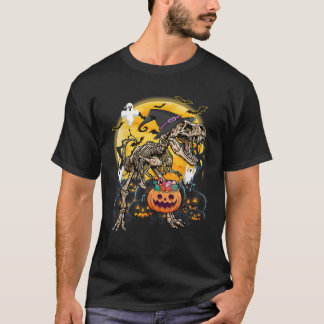 Skeleton Dinosaur Halloween T Rex Pumpkin Costume T-shirt