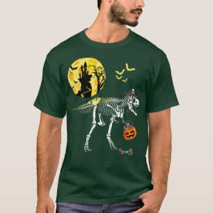 Skeleton Dinosaur T Rex Pirate Funny Halloween Cos T-shirt