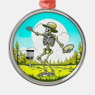 Skeleton Disc Golfing Thema Kerstmis Metalen Ornament