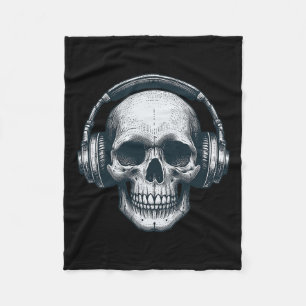Skeleton DJ Hoofdtelefoon Spooky Skull Musician Ha Fleece Deken