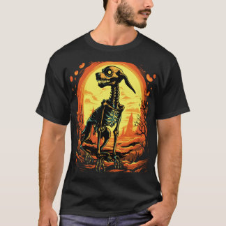 Skeleton Dog Halloween Art T-shirt