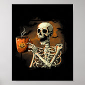 Skeleton Drink koffie Funny Skull Halloween Cos Poster (Voorkant)