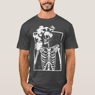 Skeleton Drink Koffie grappige Grunge Aesthesie Ha T-shirt