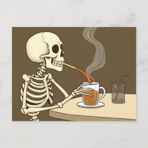 Skeleton Drink koffiekunst Briefkaart