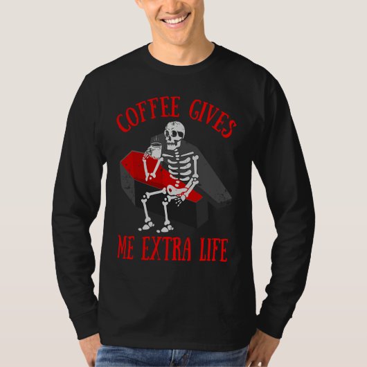 Skeleton Drinking  Coffee  Cup Of Hot Coffee T-shirt (Voorkant)