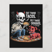Skeleton Eat those Tacos and Pet Those Doggos Briefkaart (Voorkant)