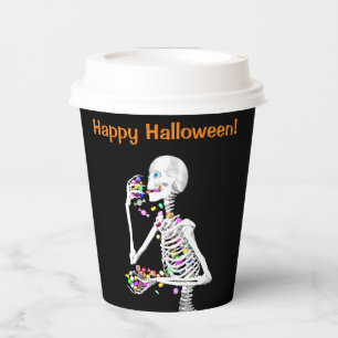 Skeleton Eating Halloween Snoep Papieren Bekers