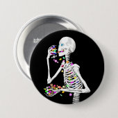 Skeleton Eating Halloween Snoep Ronde Button 7,6 Cm (Voorkant /achterkant)