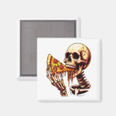Skeleton Eating Pizza Magneet (Voorkant / Achterkant)