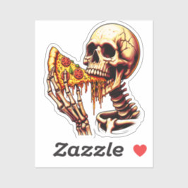 Skeleton Eating Pizza Sticker