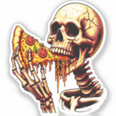Skeleton Eating Pizza Sticker (Voorkant)