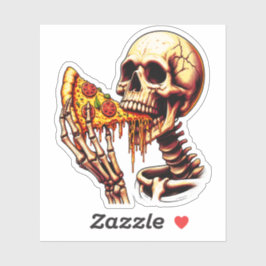 Skeleton Eating Pizza Sticker