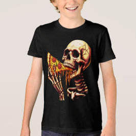 Skeleton Eating Pizza Tri-Blend Shirt