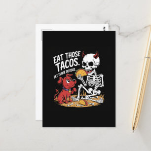 Skeleton Eet die Taco's en Pet Die Honden Briefkaart