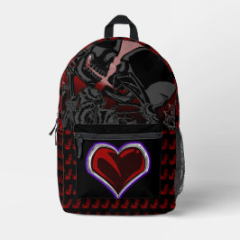 Skeleton emo liefhebbers met hart bedrukte rugzak