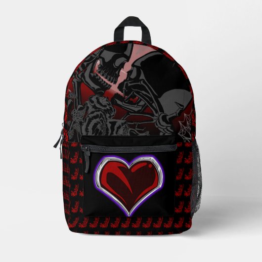 Skeleton emo liefhebbers met hart bedrukte rugzak (Voorkant)
