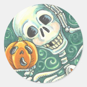SKELETON EN JACK O LANTERN STICKERS, SHEET Round Ronde Sticker
