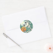 SKELETON ET STICKERS JACK-O'-LANTERN, FEUILLE rond (Enveloppe)