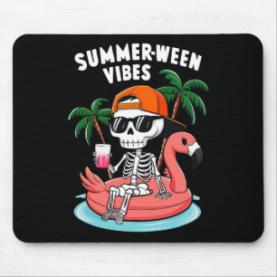 Skeleton Flamingo Zomer Vibes Halloween Boys Muismat