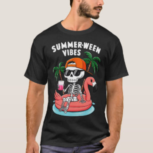 Skeleton Flamingo Zomer Vibes Halloween Boys T-shirt
