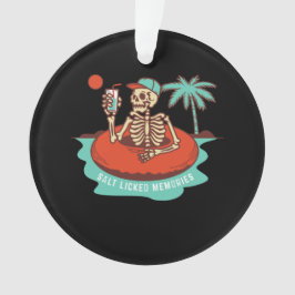 Skeleton Floating with a Cocktail on a Ornament