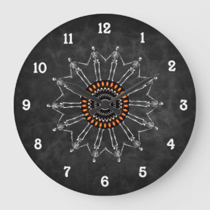 Skeleton Flower gothic Grey Grote Klok