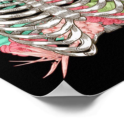 Skeleton Flowers Rib Cage X-ray Funny Halloween Poster (Hoek)