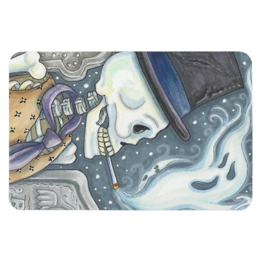 SKELETON FUMEUR, Rectangle DE MAGNET DE CEMETIÈRE (Horizontal)