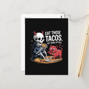Skeleton Fun Eet die Taco's en Pet Die Katten Briefkaart